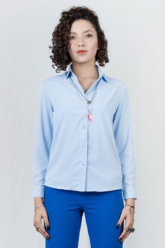 Camisa Clásica Textura Rayas Fluida