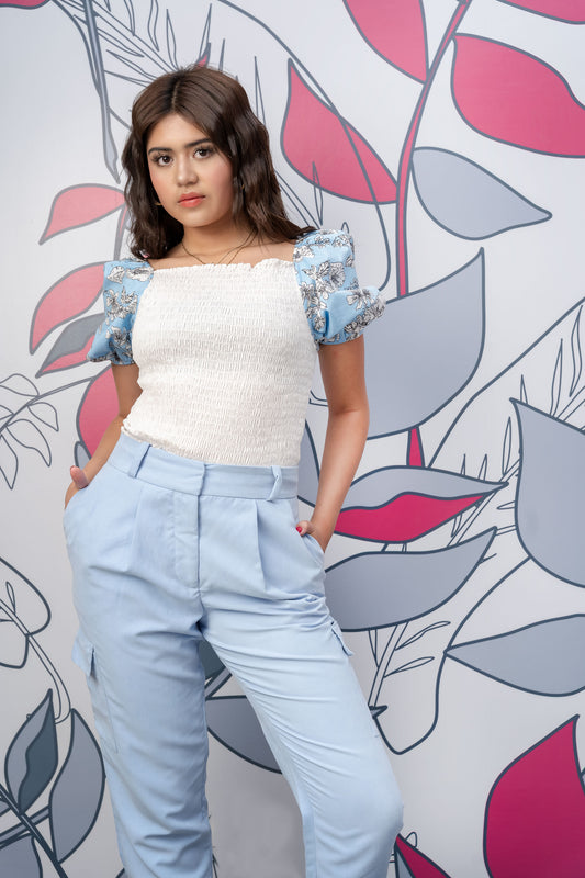 Blusa Enresortada Mangas Bombachas