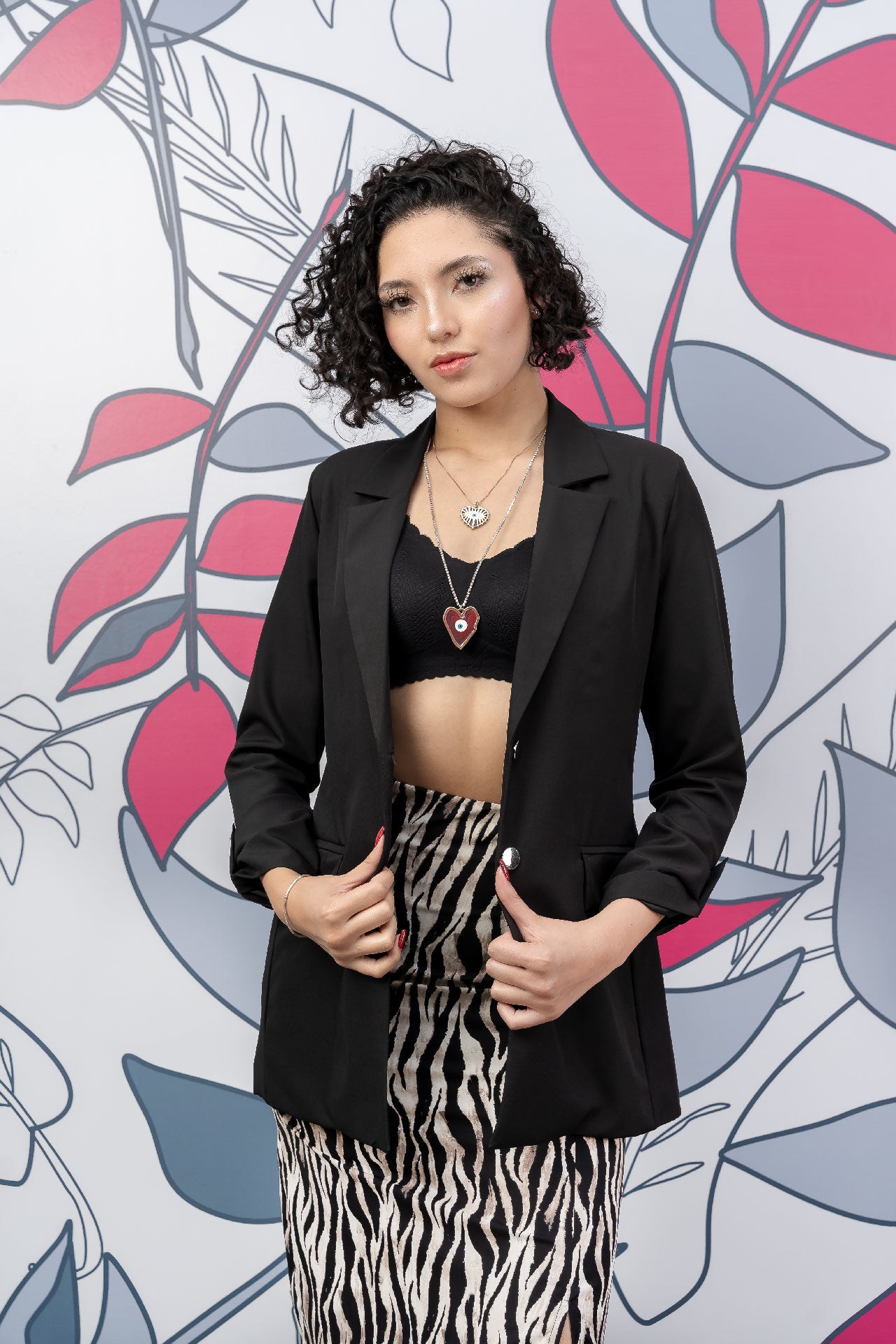 Falda Midi Estampado Animal con Abertura