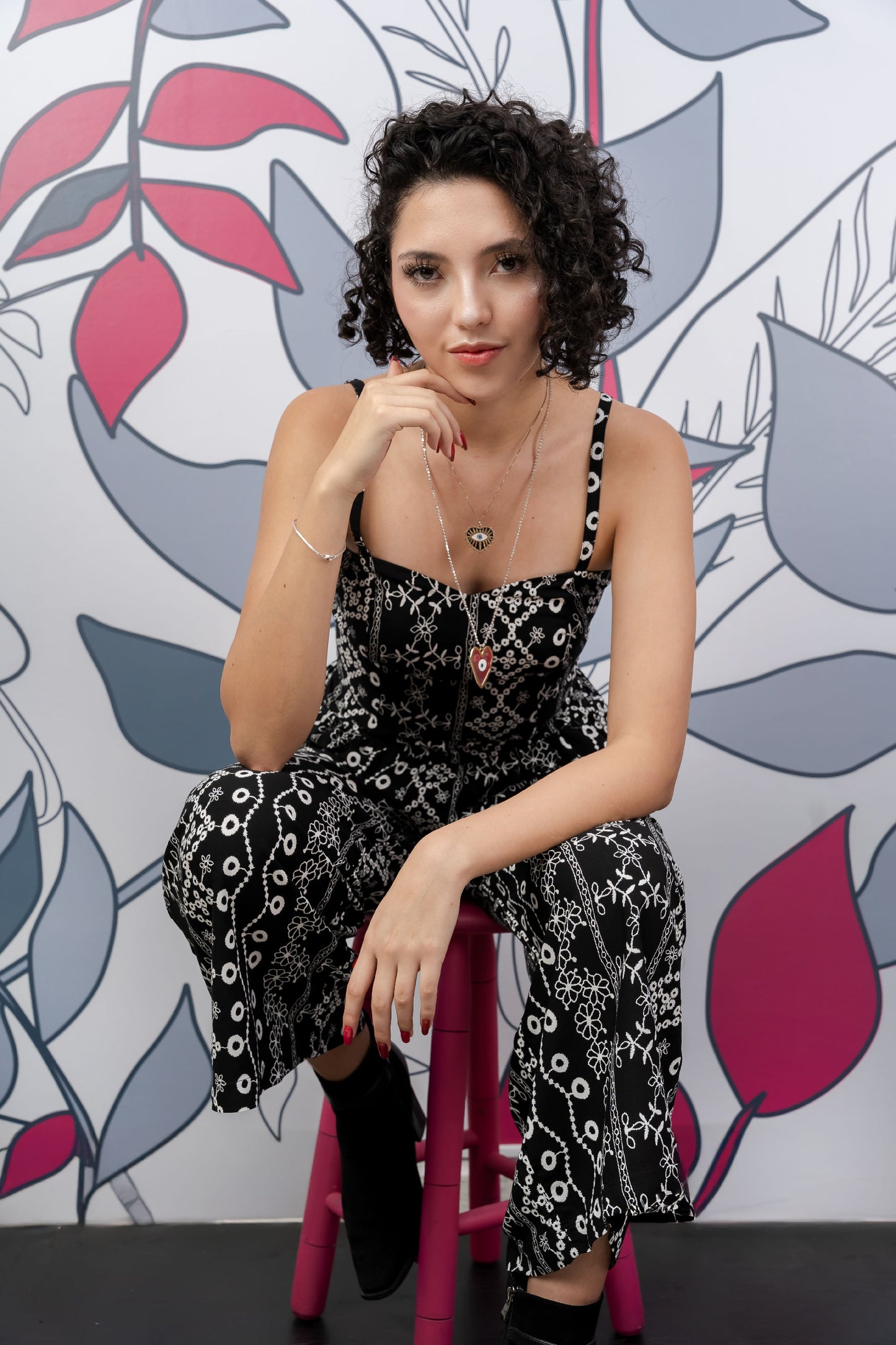 Set Estampado Blusa de Tiras + Pantalón Amplio
