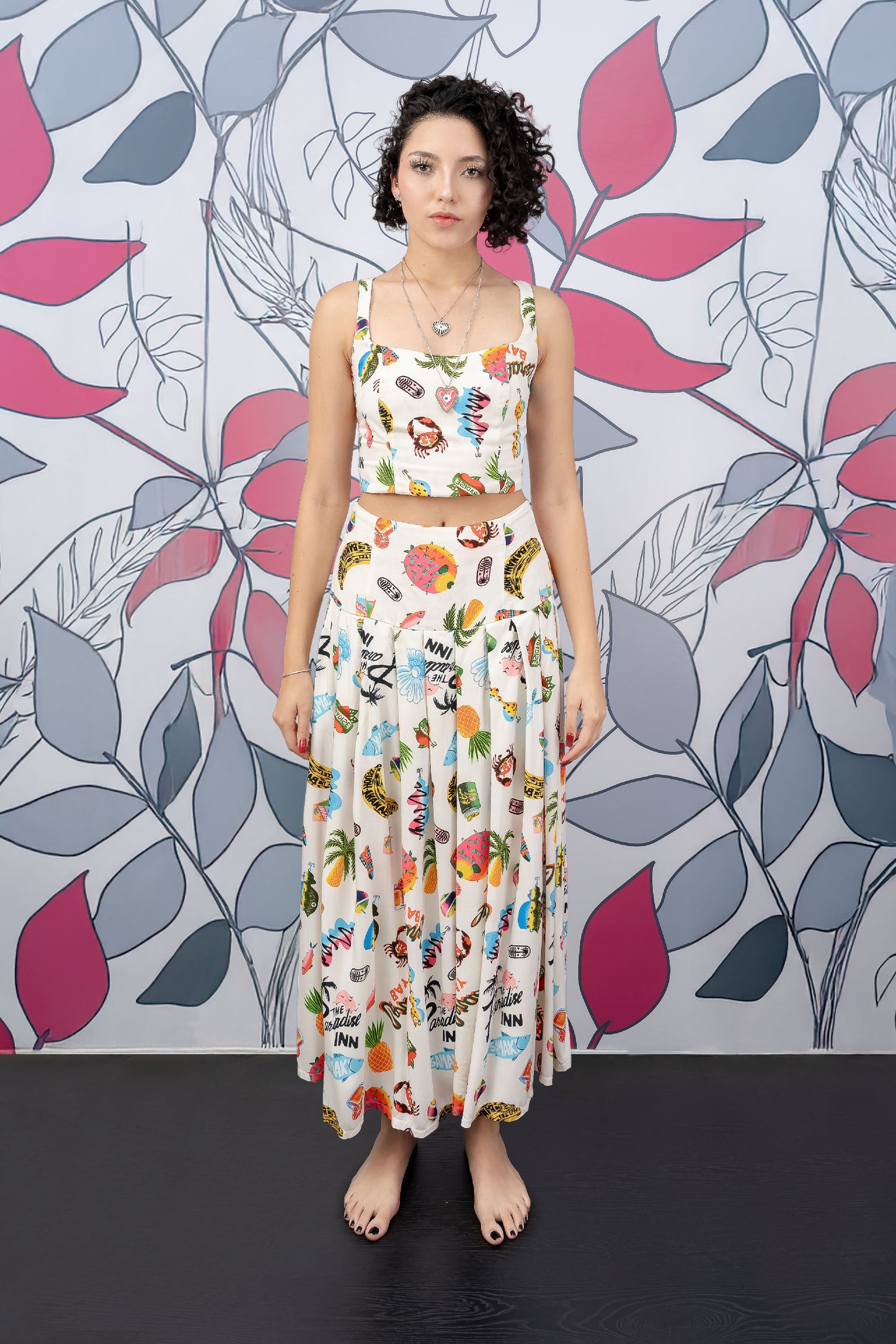 Set Croptop + Maxifalda Estampado Vacaciones