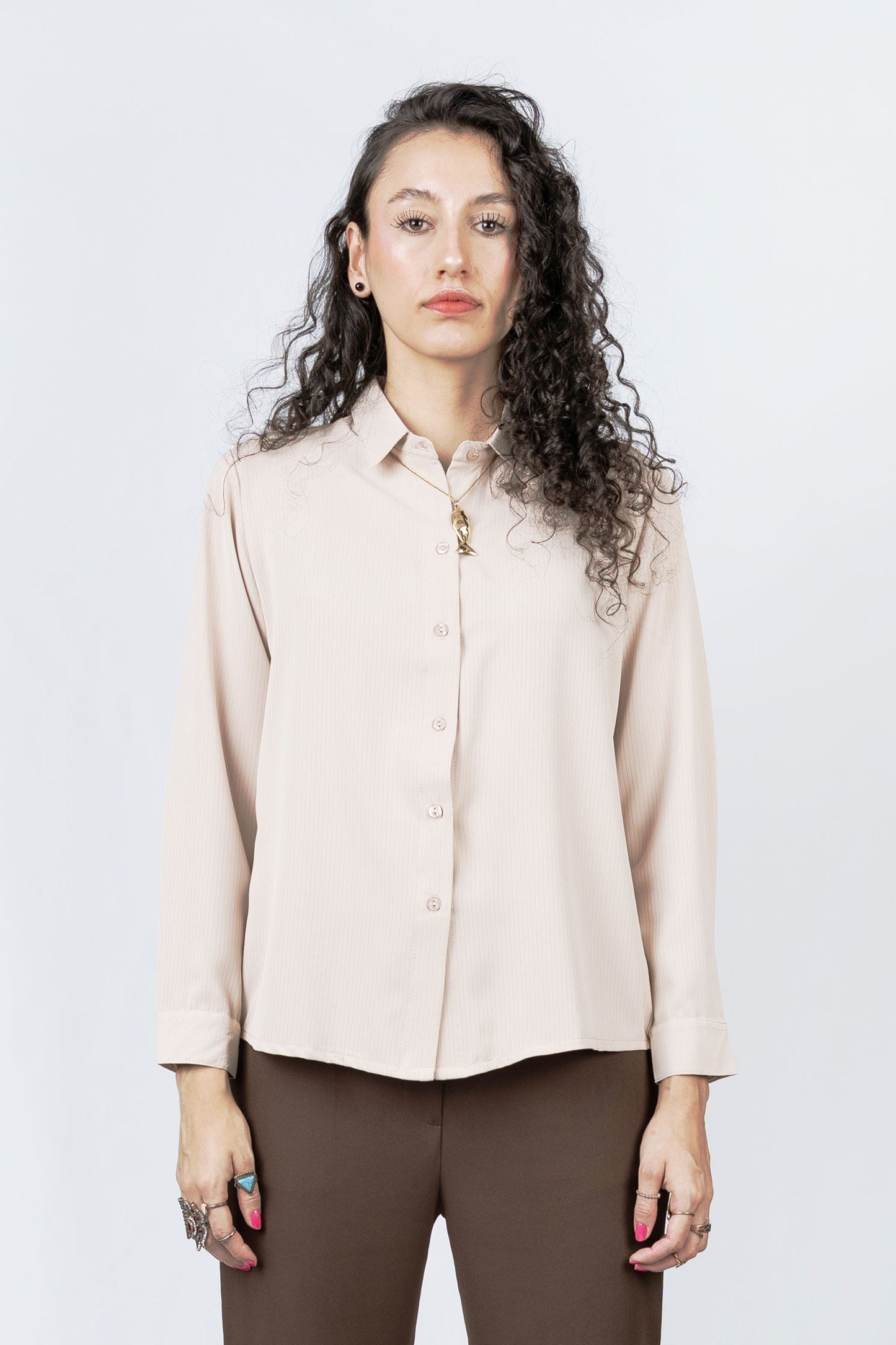 Camisa Clásica Textura Rayas Fluida