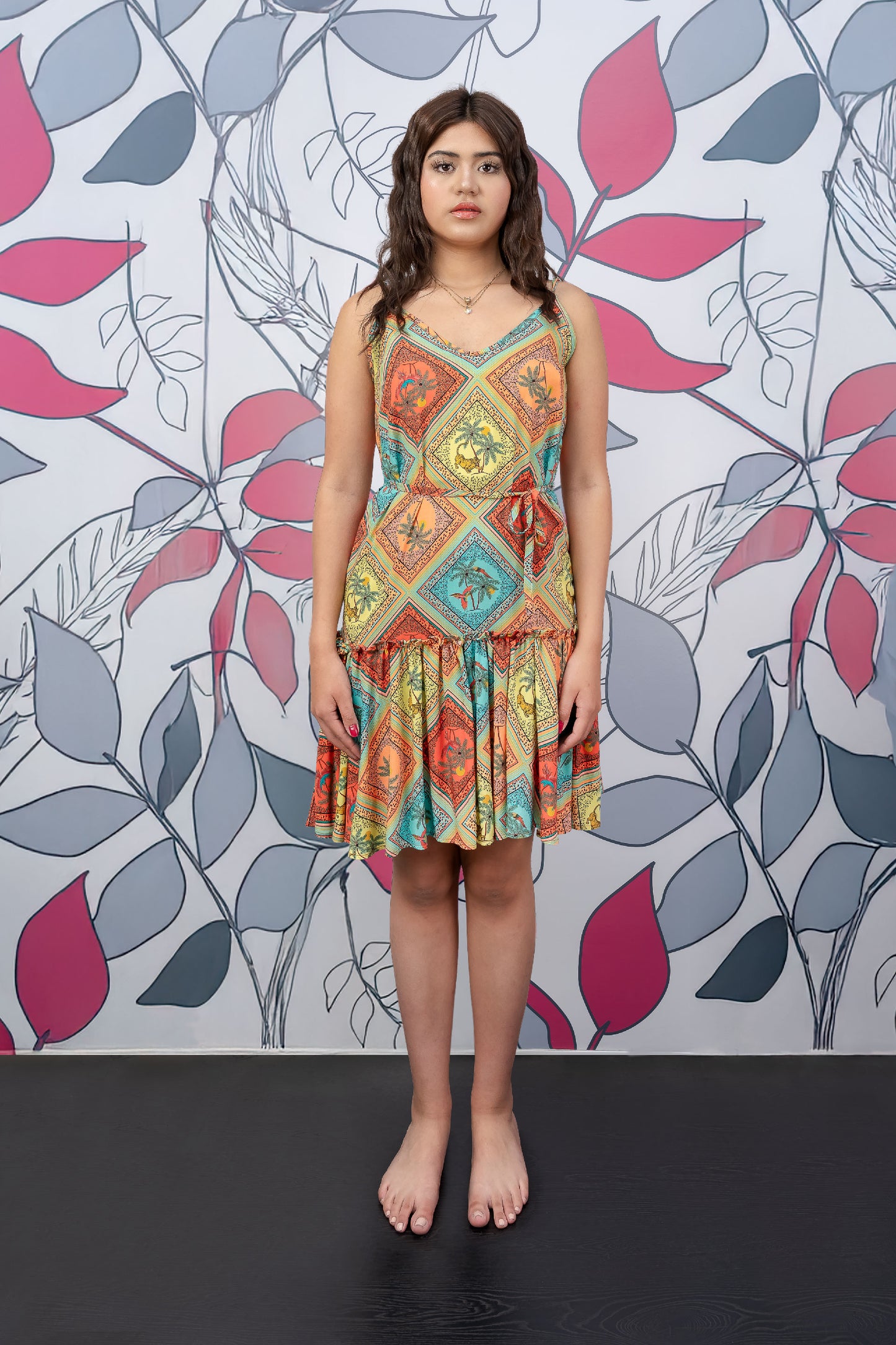 Vestido corto estampado vacaciones